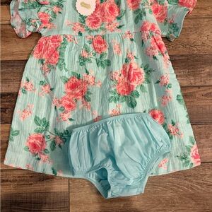 Mud Pie Colorful Floral Baby Dress with Bloomers